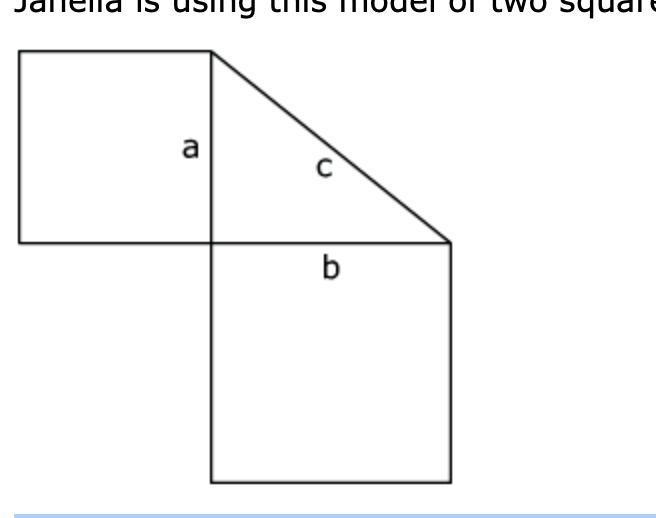 Janella is using this model of two squares and a right triangle to prove the Pythagorean-example-1