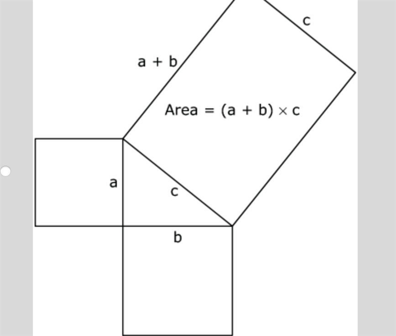 Janella is using this model of two squares and a right triangle to prove the Pythagorean-example-3