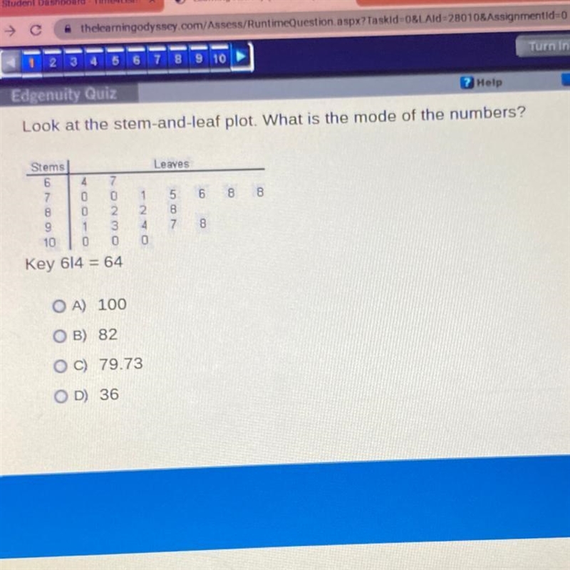 HELP ME! Look at the stem-and-leaf plot. What is the mode of the numbers?-example-1