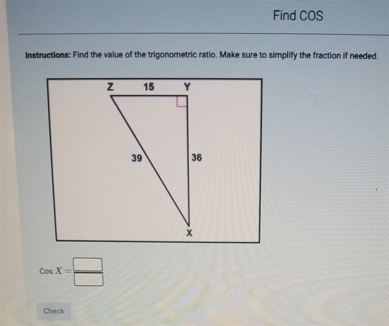 Find the value of the trigonometric ratio​-example-1