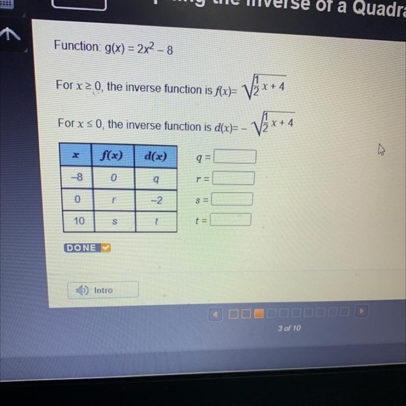 Function: g(x) = 2x2 - 8-example-1