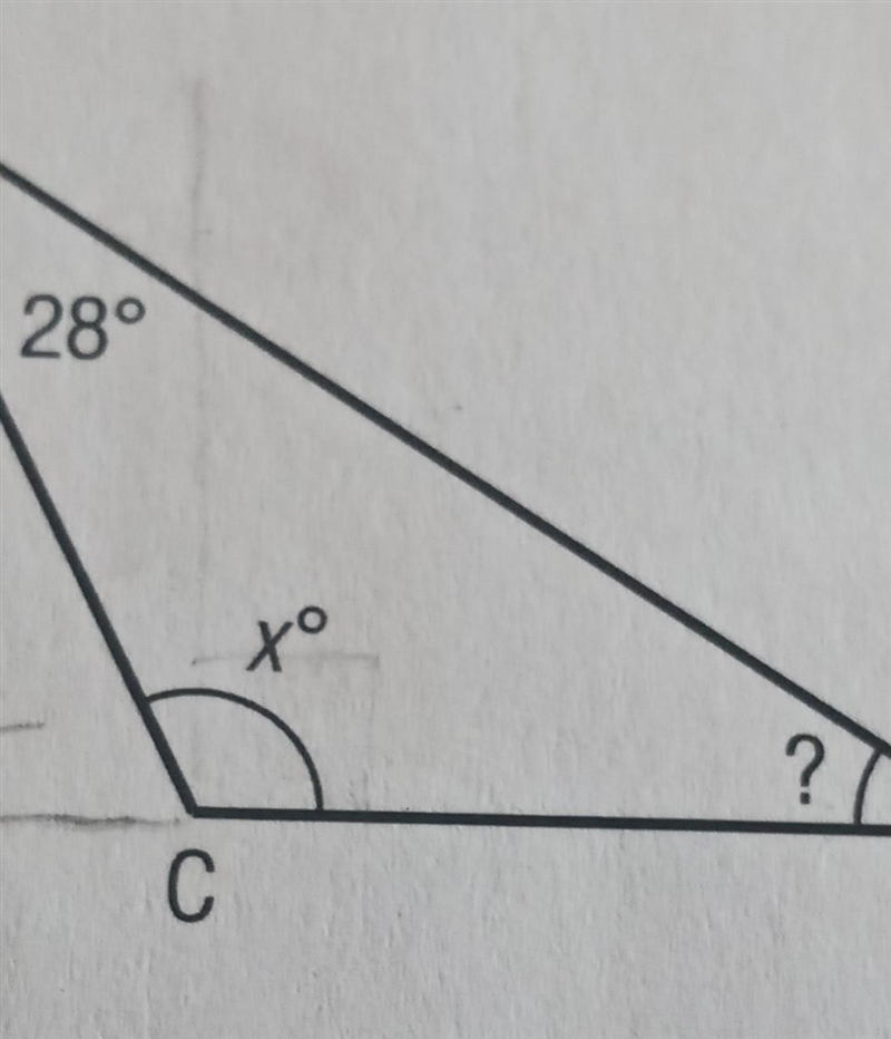 Help me with this math exercice please if A=28° and C =×° si what is B=? ​-example-1