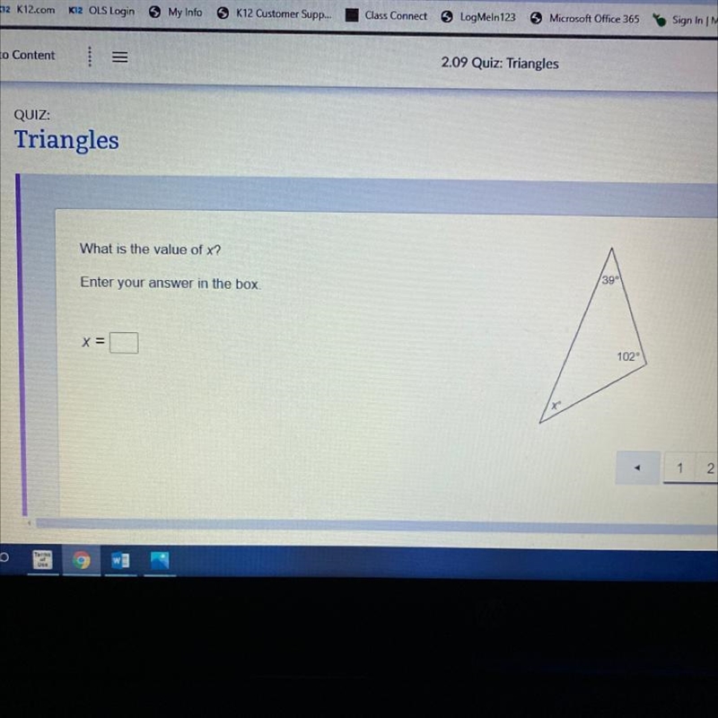 What is the value of x? Enter your answer in the box 39 X= 102°-example-1