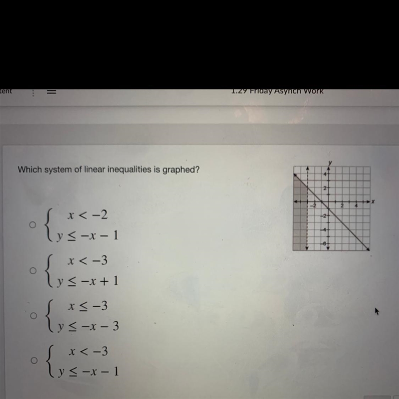 Which graph represents the solution set of the system of inequalities-example-1