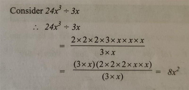 Divide the monomial by the given monomial. (by give process) 24x^3 ÷ 14x^2​-example-1