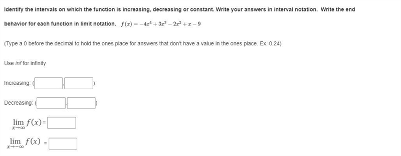 PLEASE HELP! 50 POINTS Identify the intervals on which the function is increasing-example-1