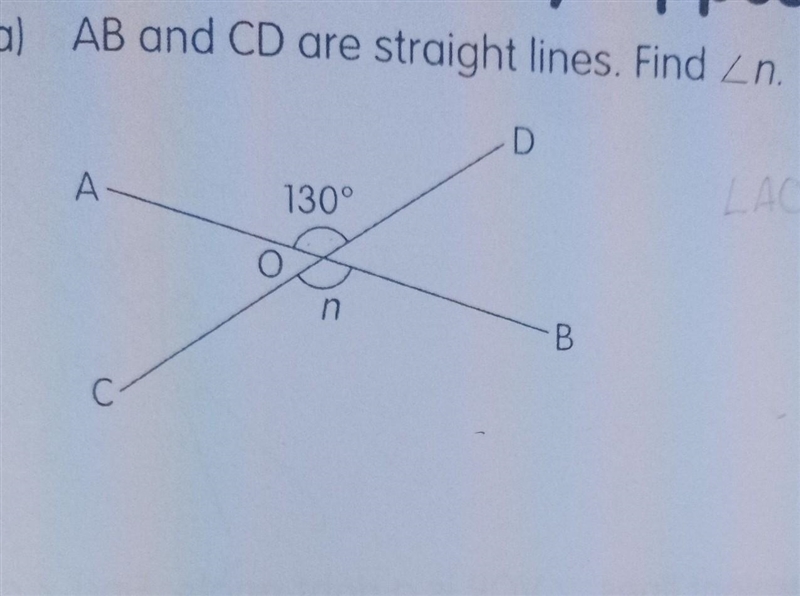 AB and CD are straight lines. Find /n. (help me pls) ​-example-1