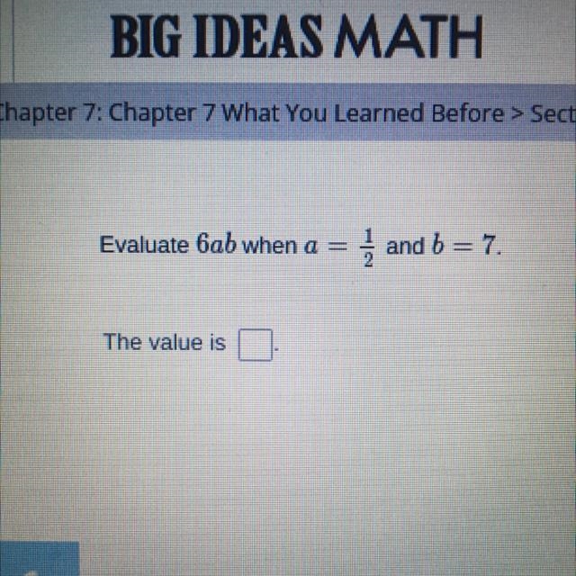 Evaluation 6ab when a = 1/2 and b = 7-example-1