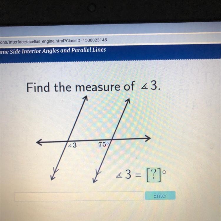 Find the measure of 43. <3 75 43 = [?]-example-1