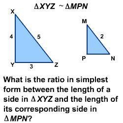 What ratio in the simplest form between the length of a side XYZ and the length of-example-1