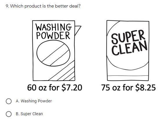 Which product is the better deal A. Washing Powder B. Super Clean (easy)-example-1