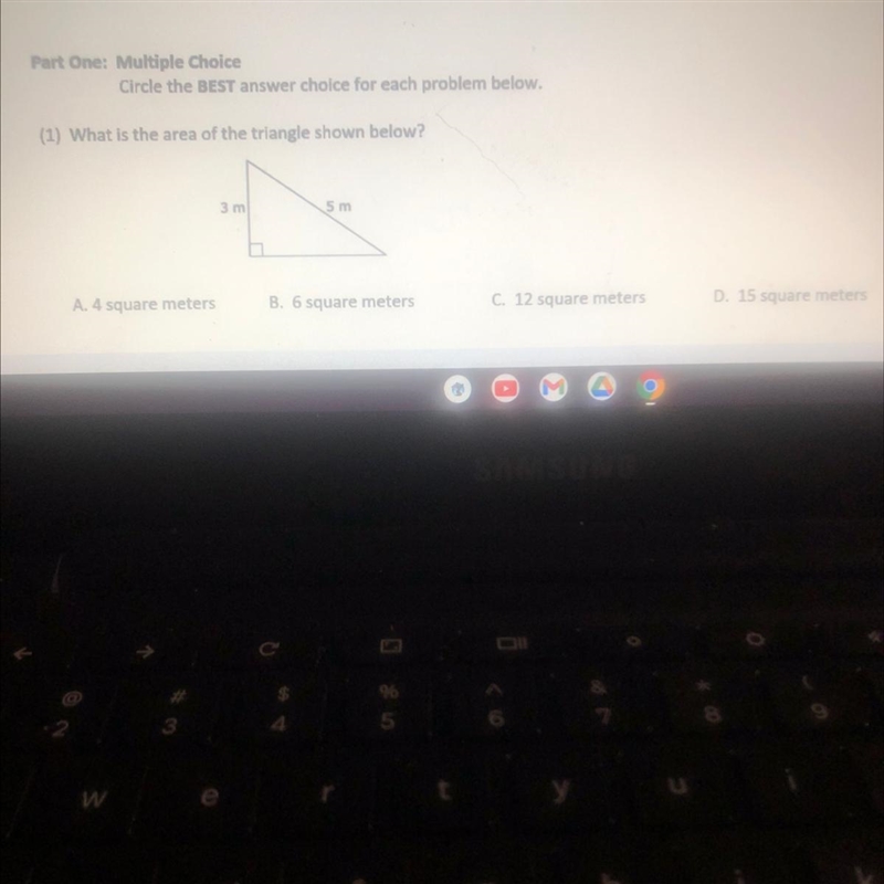 What is the area of the triangle shown below-example-1