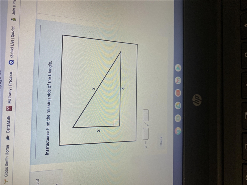 Find the missing side of the triangle-example-1