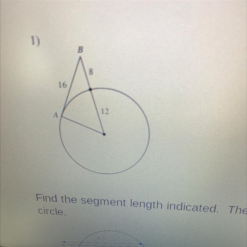 Determine if segment AB is tangent to the circle.-example-1