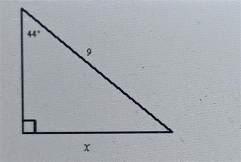 Angle Relationships When solving for x, the sine of 44° is used. What other angle-example-1