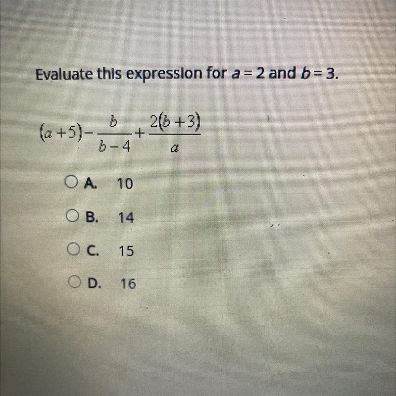 Evaluate this expression for a = 2 and b= 3.-example-1