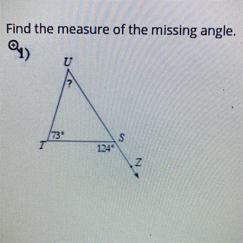 Find the measure of the missing angle Help pls-example-1