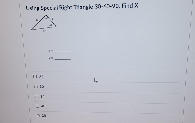 Using 30-60-90, find X​-example-1