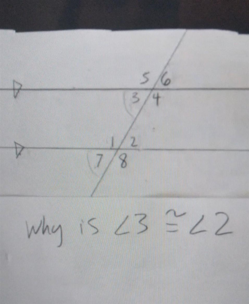 Why is angle 3 congruent to angle explain why​-example-1