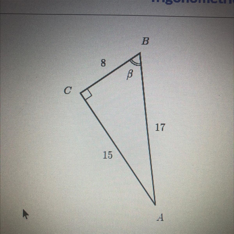 B 00 B 17 15 A Find sin(B)in the triangle.-example-1