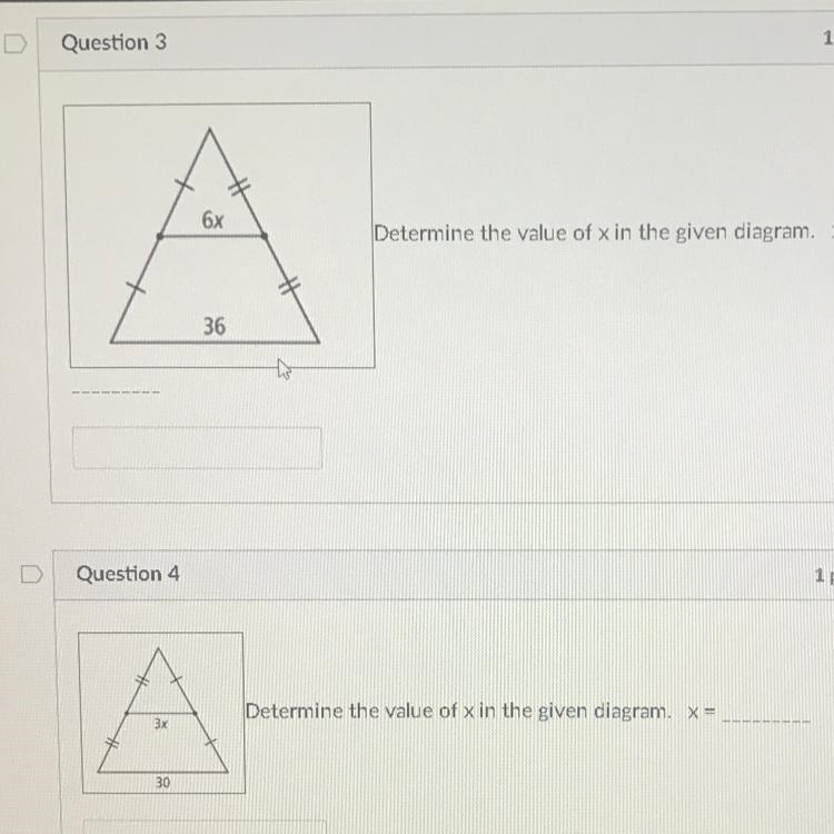 Solve for x in both problems-example-1