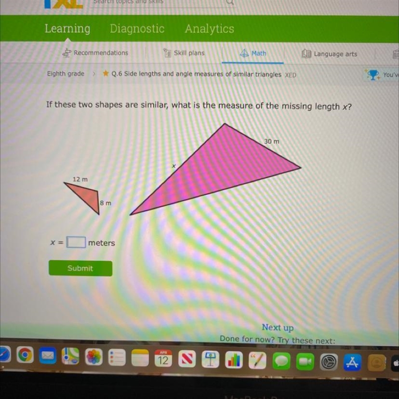 if these two shapes are similar, what is the measure of the missing length X?￼please-example-1