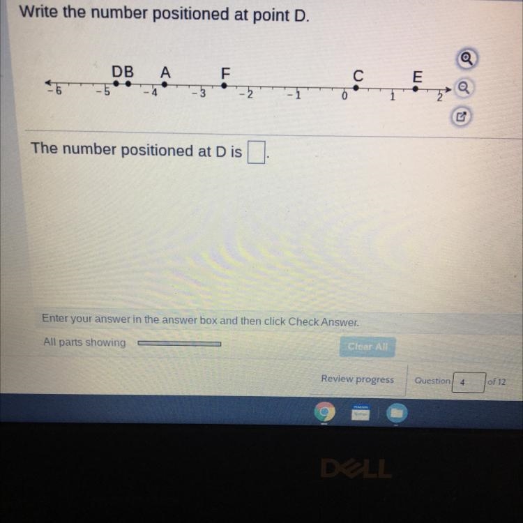 Write the number positioned at point D.-example-1