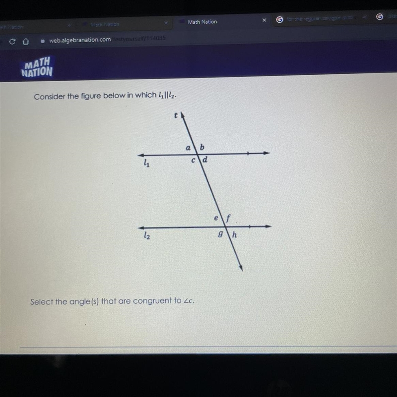 Consider the figure below in which 411122. a b cld 4 elf 12 gh Select the angle(s-example-1