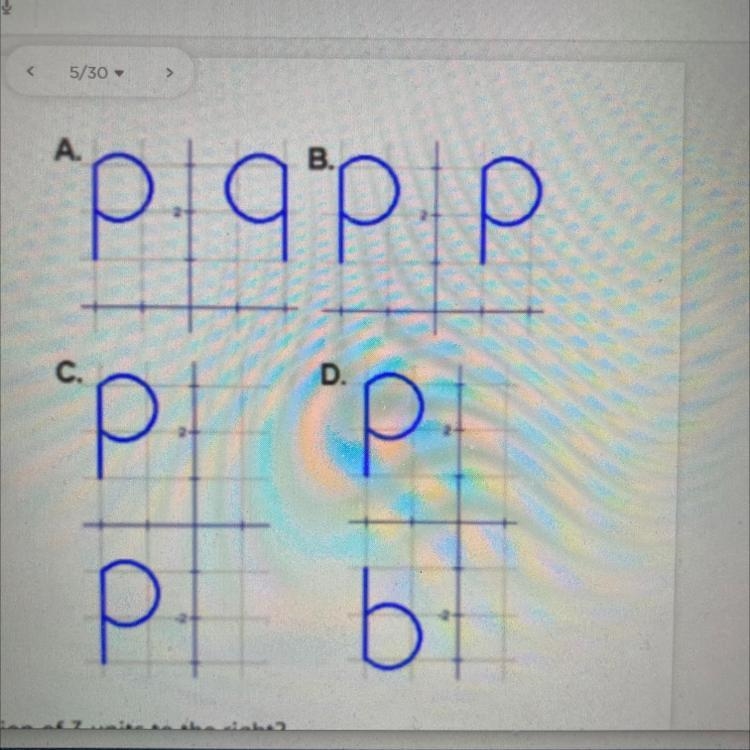 Which transformation shows a translation of 3 units to the right? A)A B)С C)B D)D-example-1