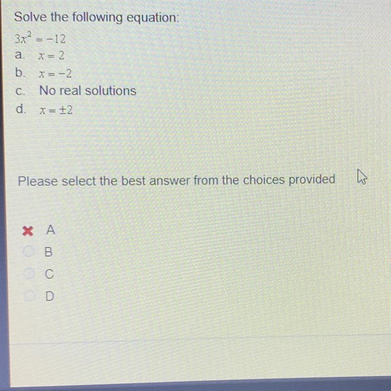 Helpppp Quickk!!! Solve the following ewuation: 3x=-12-example-1