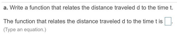 A train leaves the station at time t=0. Traveling at a constant​ speed, the train-example-1