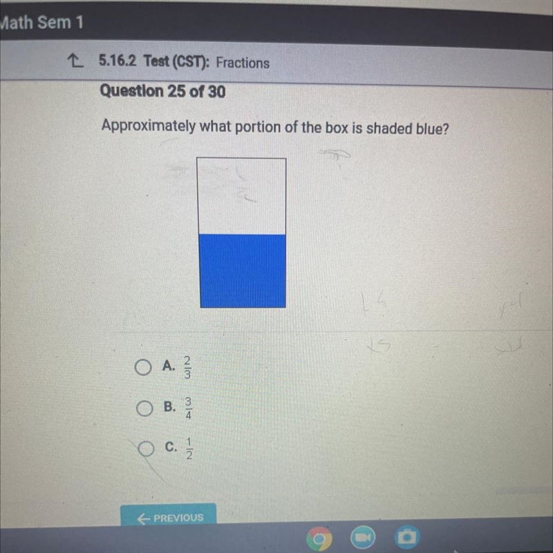 Approximately what portion of the box is shaded blue?-example-1