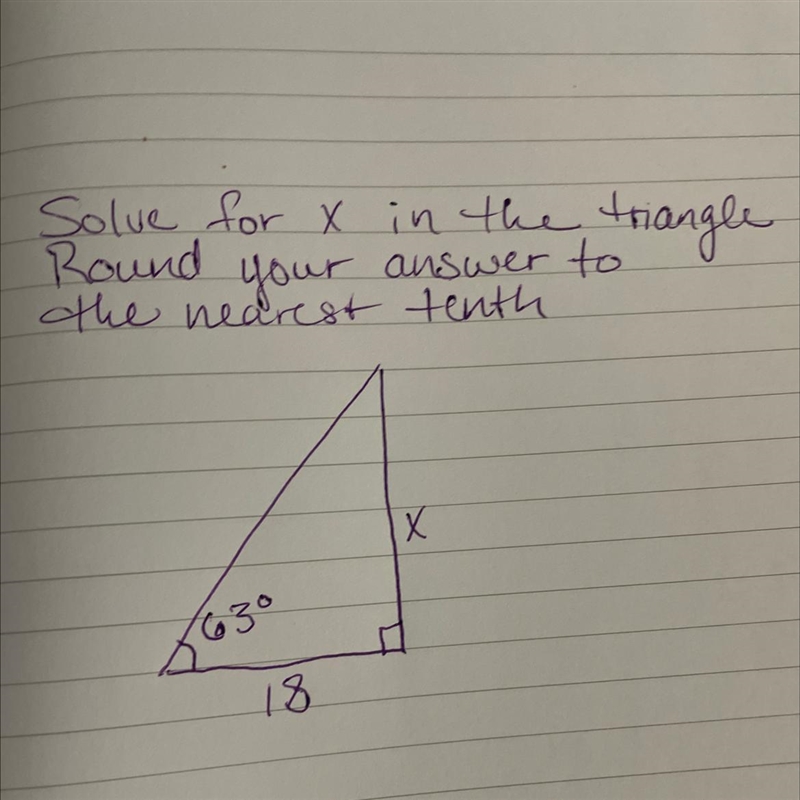 Solve for x in the triangle. Round your answer to the nearest 10th.-example-1