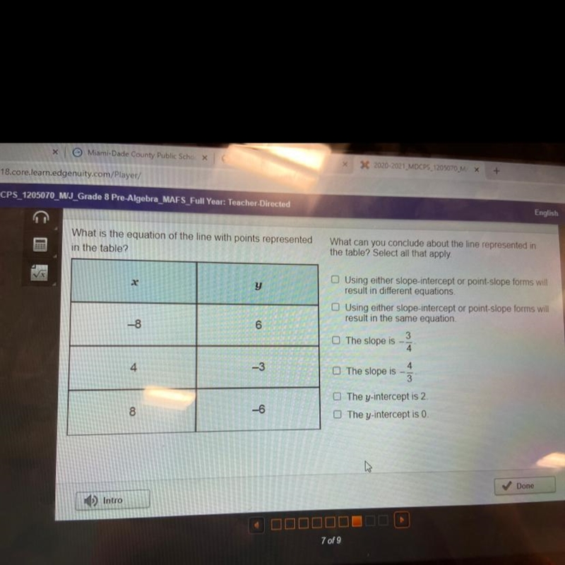 What is the equation of the line with points represented in the table? What can yoy-example-1