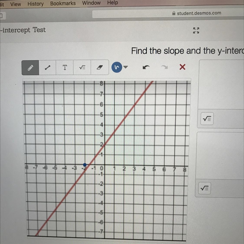 Find the slope and the y intercept-example-1