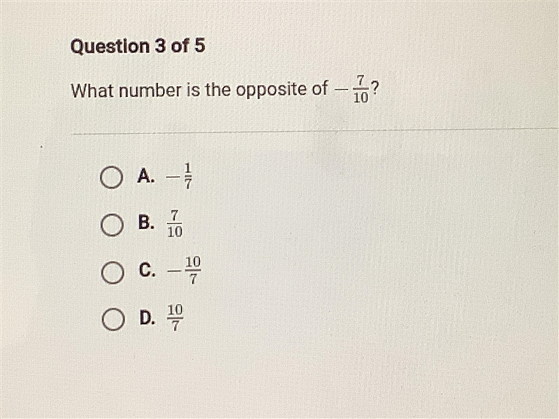 What number is the opposite of -7/10?-example-1