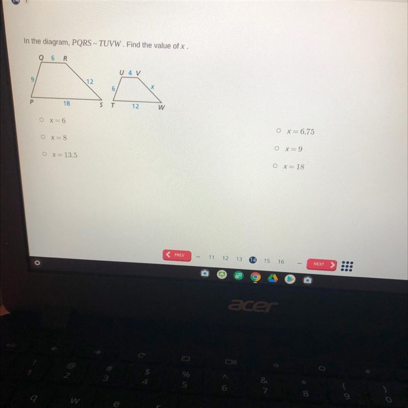 What is the value of x? I think it is 6 or 9. Please help!!-example-1