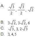 Which of the following could be the lengths of the sides of a 45°-45°-90° triangle-example-1