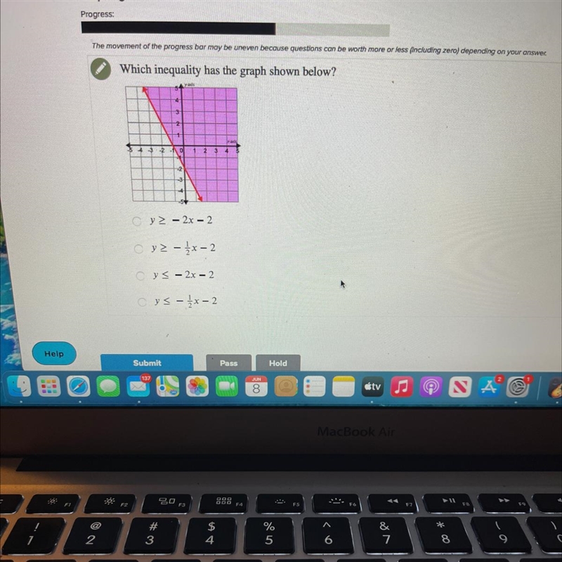 Hello please help me solve this inequality shown in the graph, thank you so much!-example-1