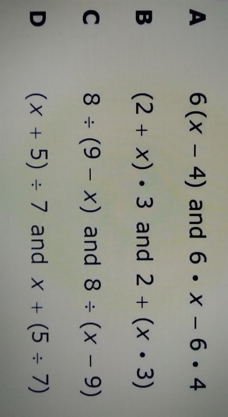 Which two expressions are equivalent​-example-1