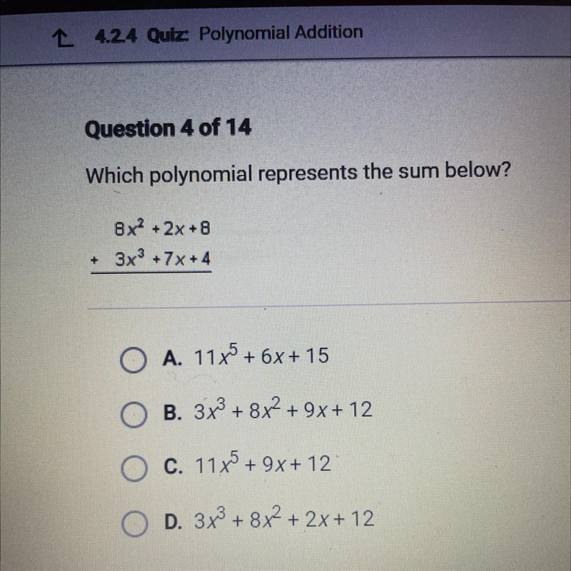 10 POINTS!!!!which polynomial represents the sum below ?-example-1