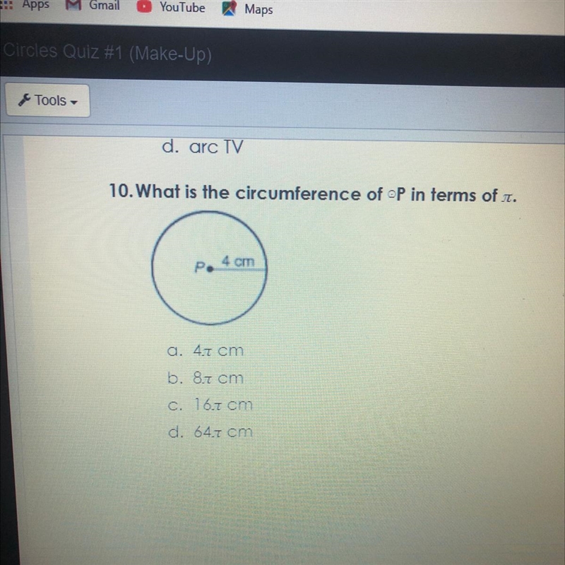 10. What is the circumference of P in terms of a. Look at image-example-1