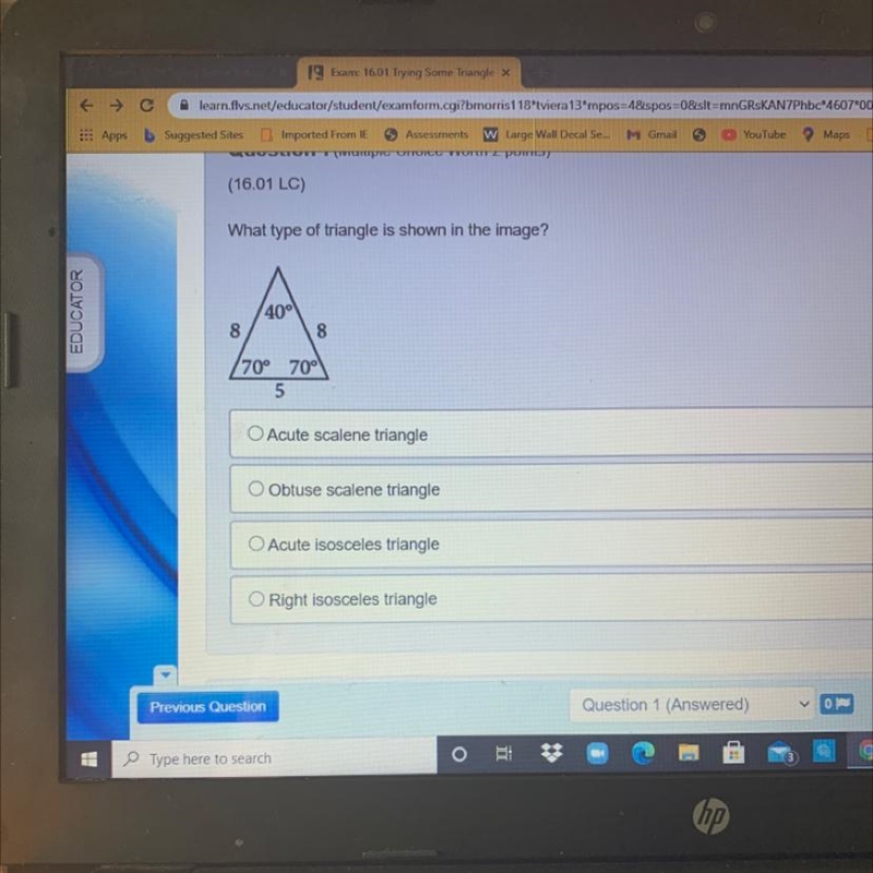 What type of triangle is shown in the image?-example-1