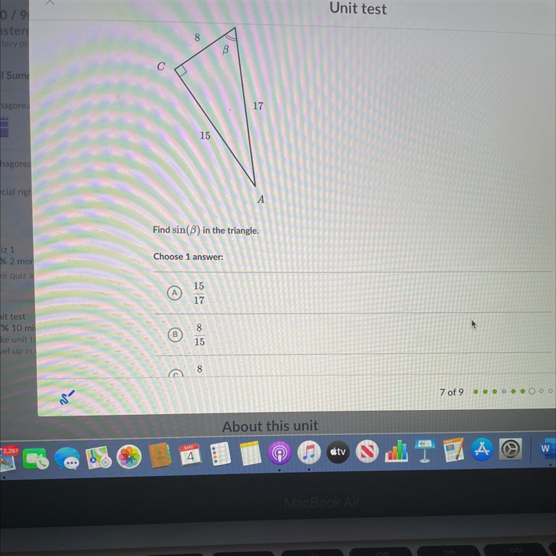 Find sin (b) in the triangle ?-example-1