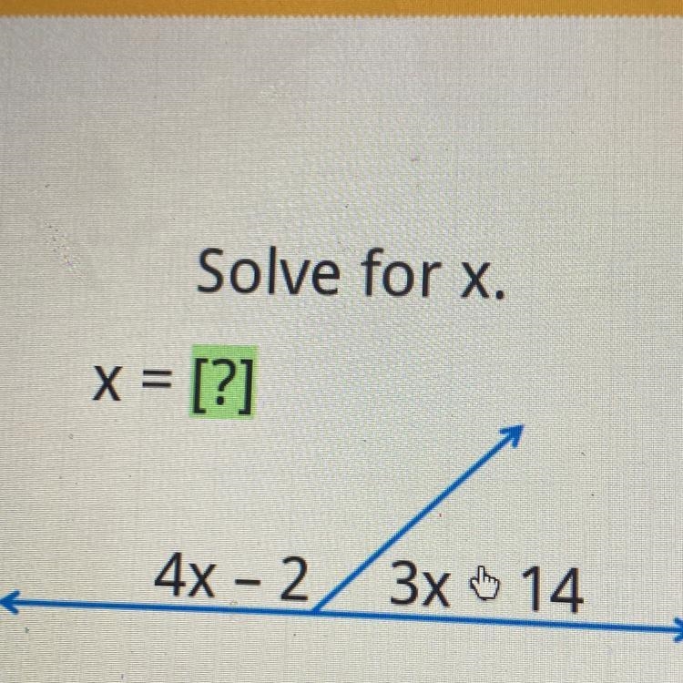 Solve for x. x = [?] 4x - 2/3x 14-example-1