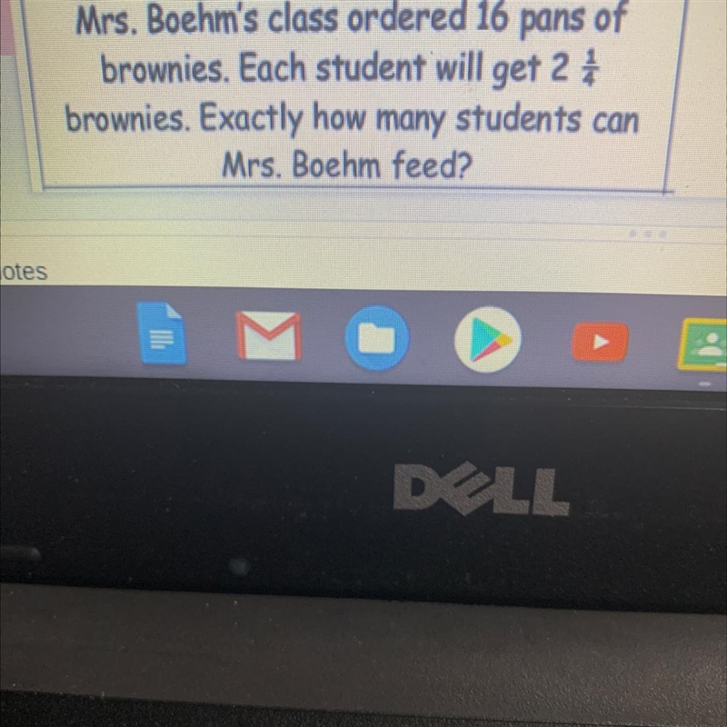 Y!!!!! Mrs. Boehm's class ordered 16 pans of brownies. Each student will get 2 À brownies-example-1