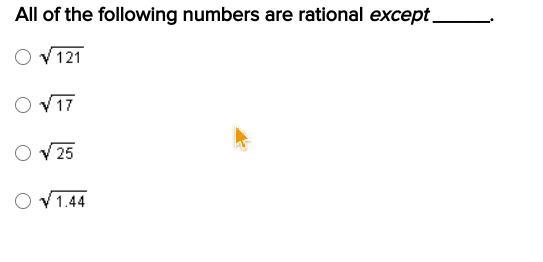 All of the following numbers are rational except _____.-example-1