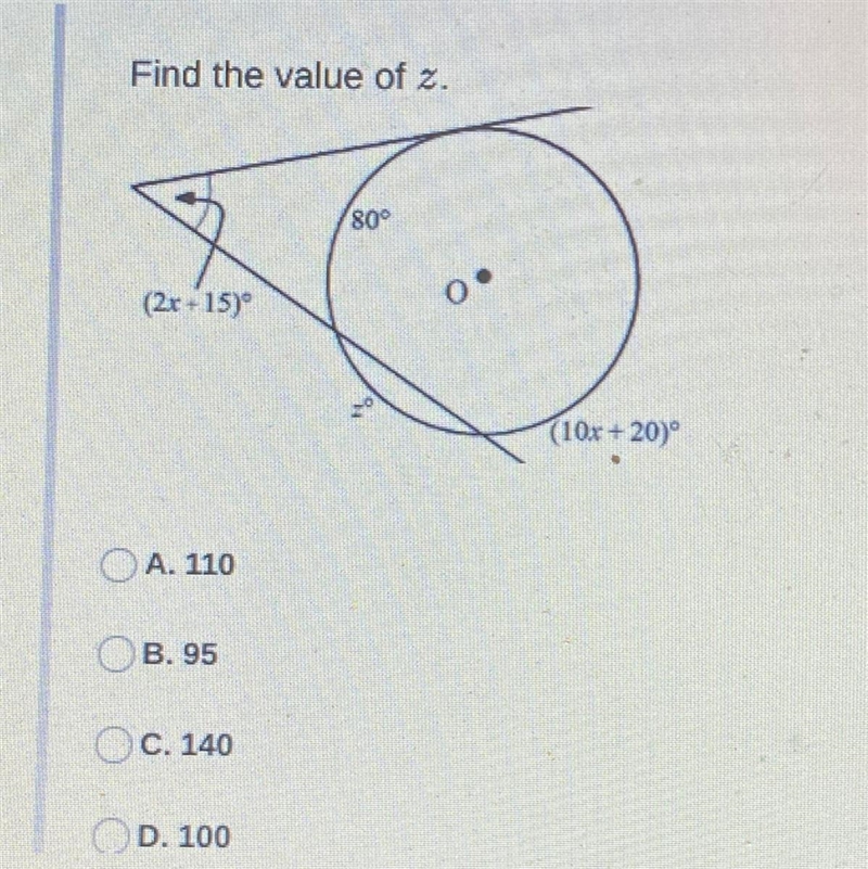 Find the value of z, secant and tangent angles-example-1