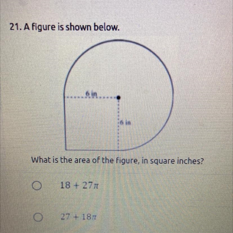 21. A Figure is shown below. What is the area of the figure, in square inches?-example-1