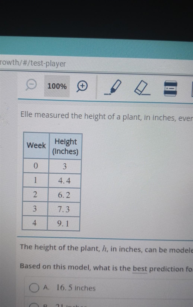 the height of the plant h , in inches , can be modeled by the function = 1.5t + 3 where-example-1